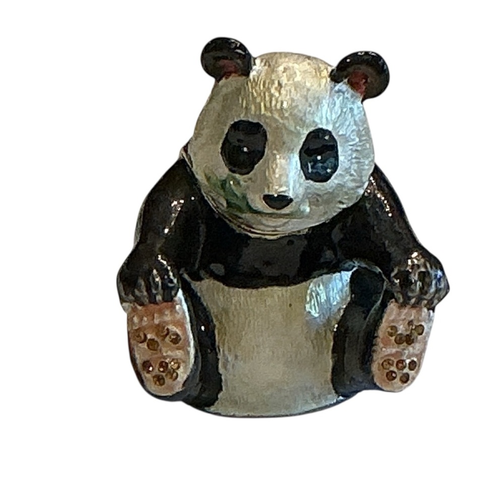 Enamel & Rhinestone Panda Bear Trinket Box